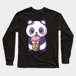Cute Kawaii Bubble Tea lover Panda Long Sleeve T-Shirt